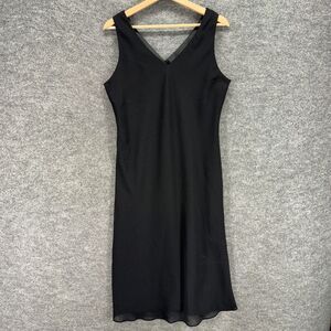 DR Dress Women 10 Black Sheath Midi Rhinestone Lined V-Neck Sleeveless Casual